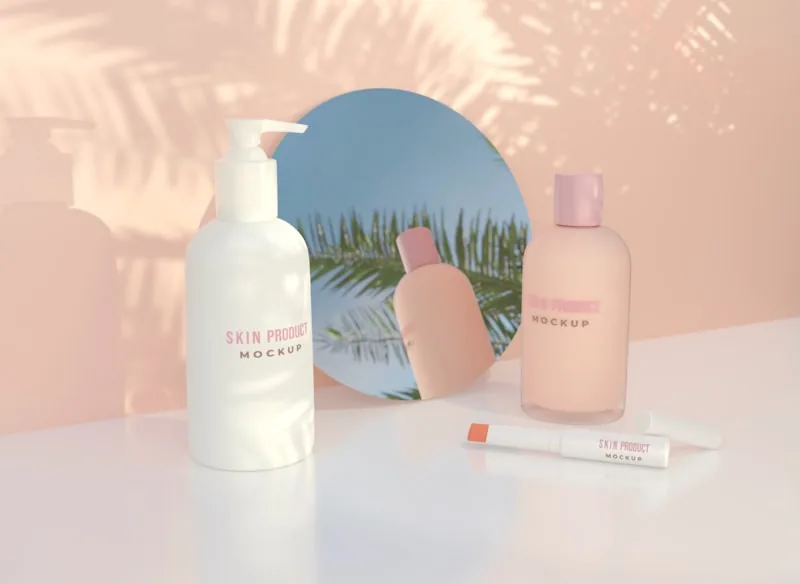 Collection of various beauty and cosmetic products arranged together