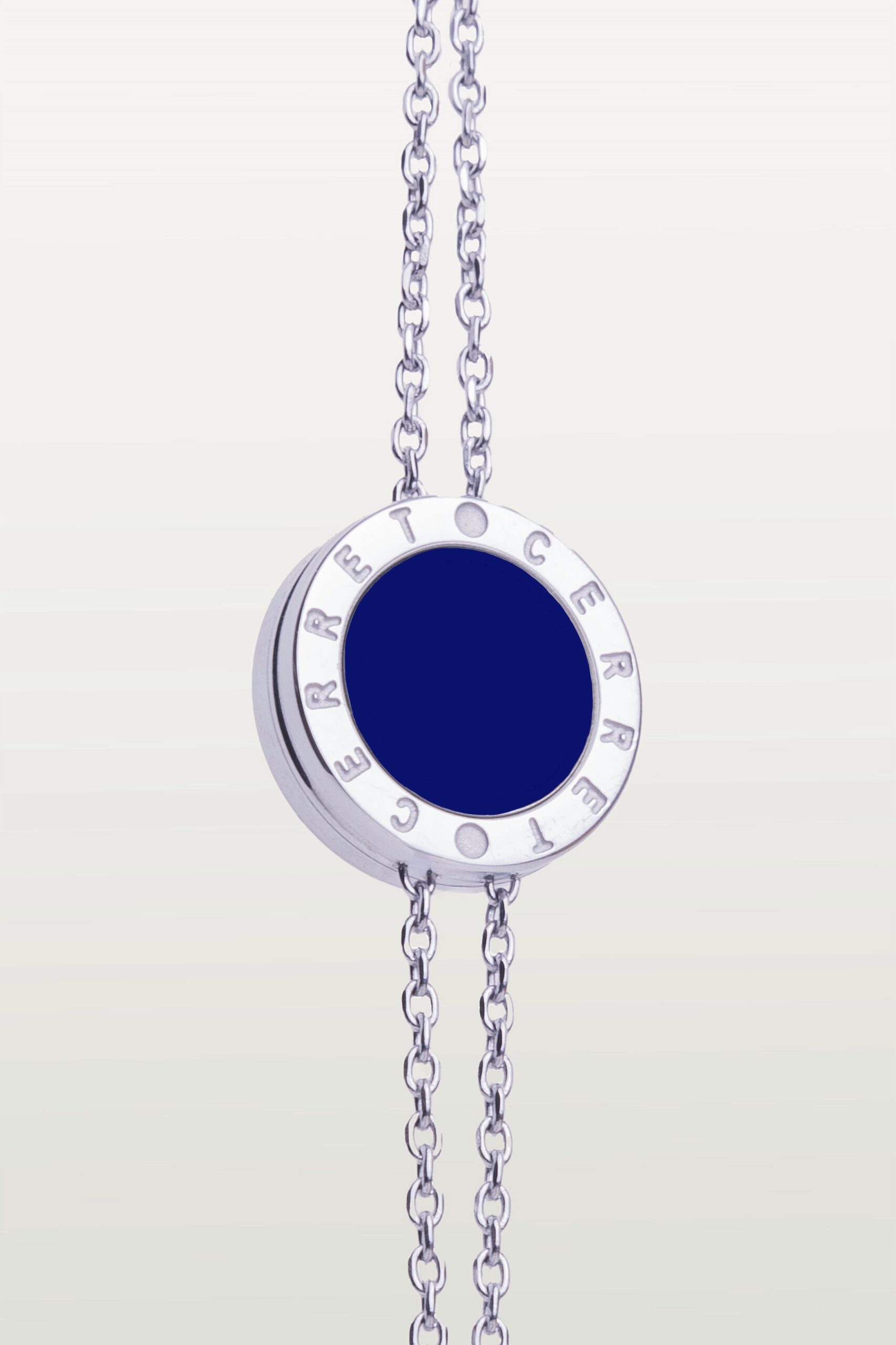 CERRET Céleste silver-plated double chain safety bracelet with sapphire enamel