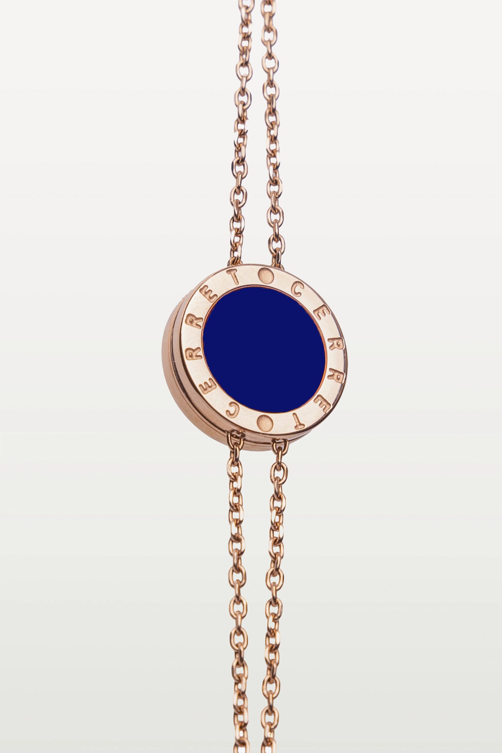 CERRET Aurore rose gold-plated double chain safety bracelet with sapphire enamel