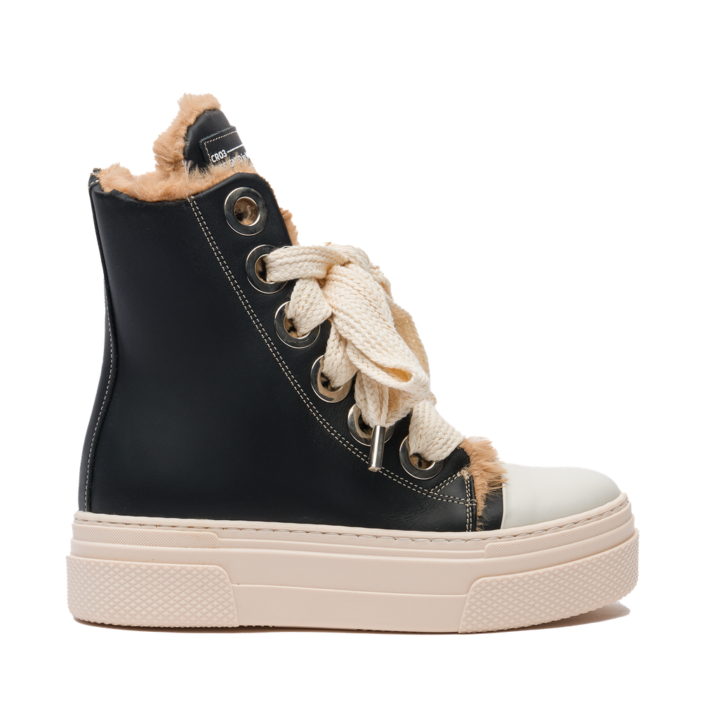 CRISTIANZEROTRE CALIPSO 300 FUR high-top in black leather