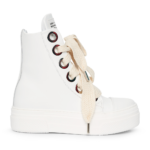 CRISTIANZEROTRE CALIPSO 300 high-top sneaker in white leather with oversized cream laces