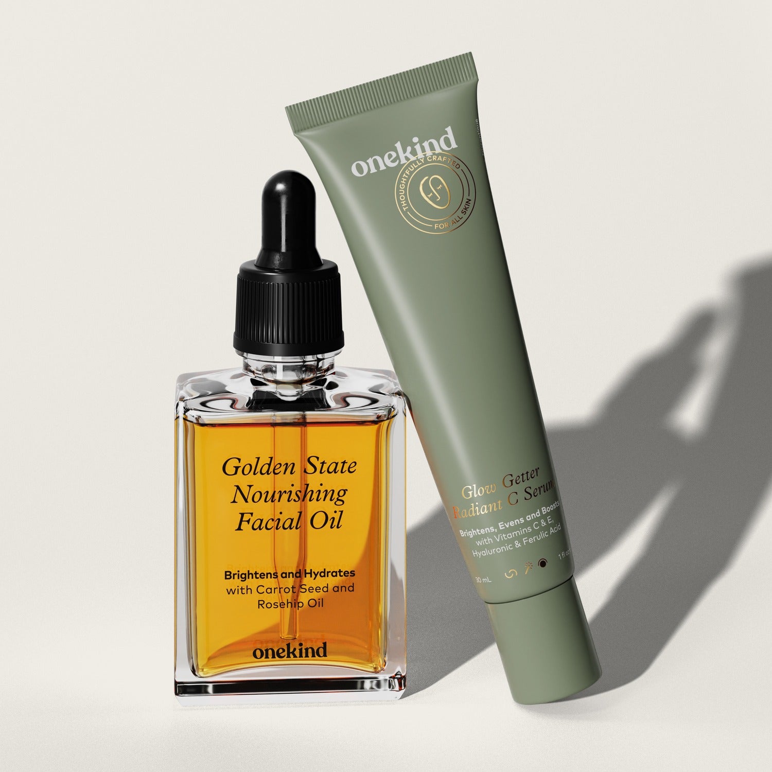 Onekind Luminaries Set with Golden State facial oil and Glow Getter vitamin C serum