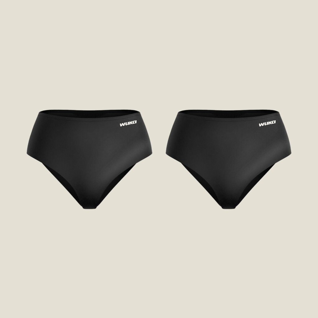 Two pairs of WUKA Stretch Seamless Midi Brief period pants in black