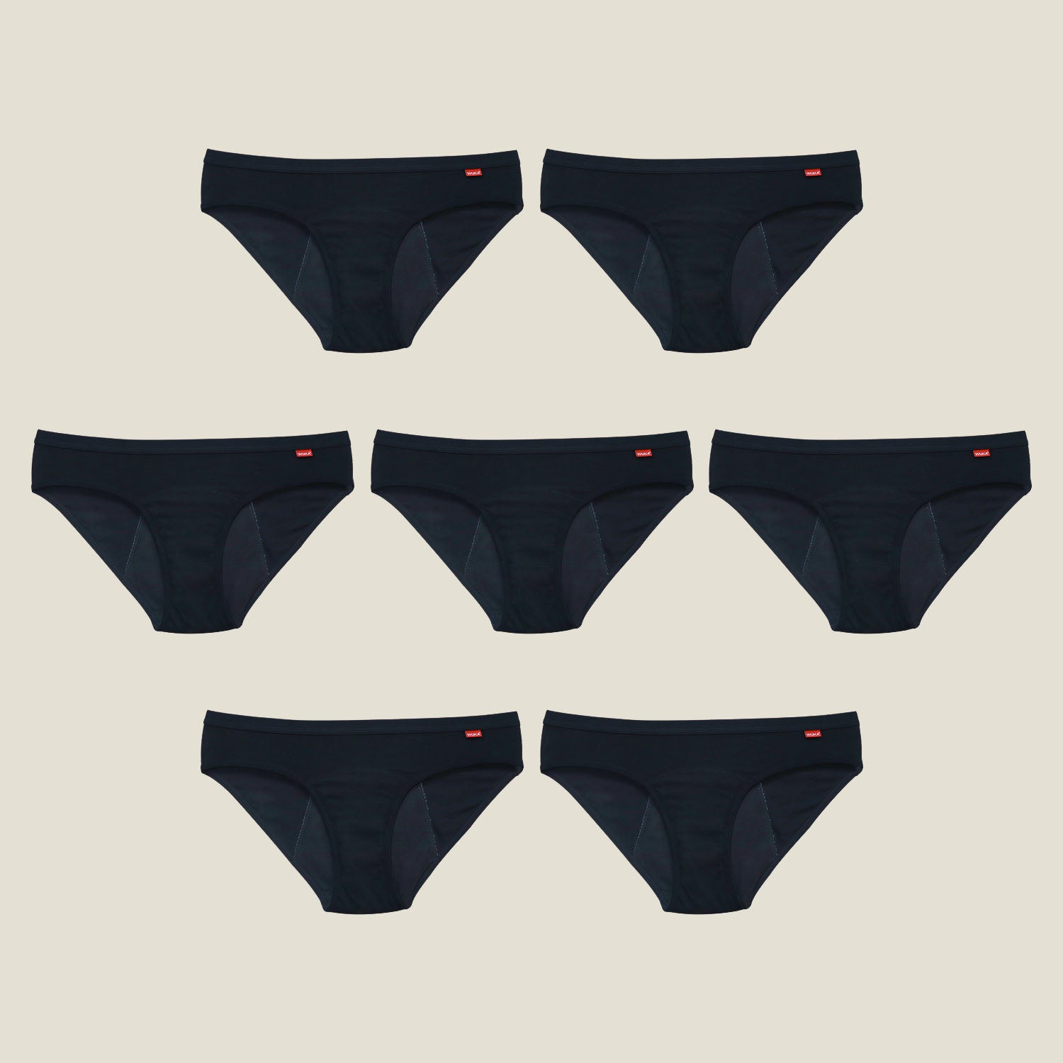 WUKA Basics Hipster period pants 7-pack, medium flow