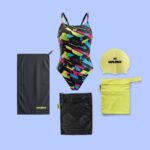 WUKA Lunafly Competition Racerback period swimsuit kit with swim cap, towel and bags